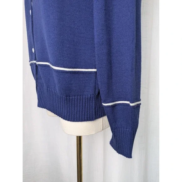 Courreges vintage blue knit cardigan sweater70s French designer